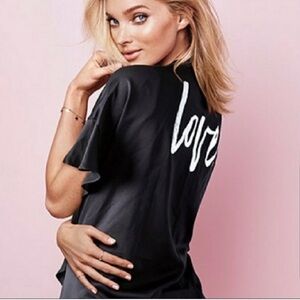 Victoria's Secret Black Tee with Love Graphic